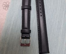 Black leather watch strap 16mm