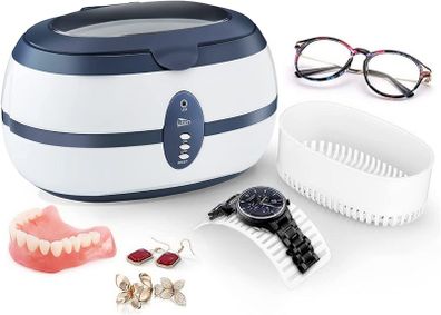 Ultrasonic Cleaner 600ml Ultra Sonic Jewellery Cleaner with Cleaning Dentures Jewelry Glasses Watch Metal Coins Dentures