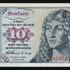 Germany (Federal Republic) 10 German Mark Banknote - 02.01. 1960 P-19 (XF+)