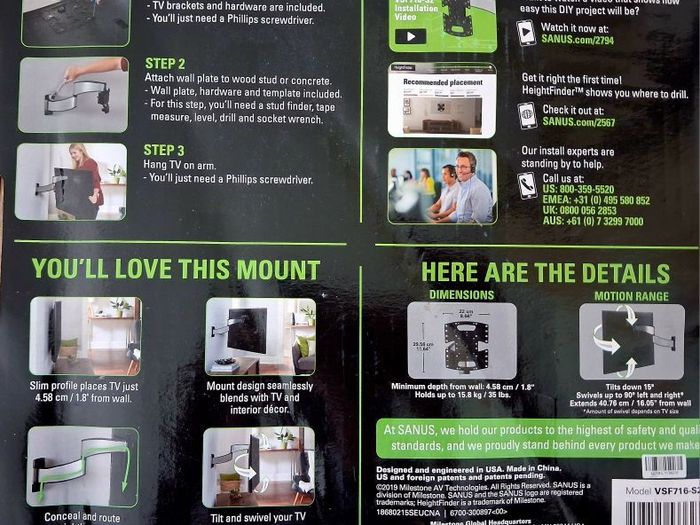 Sanus Full-motion Tv Wall Mount