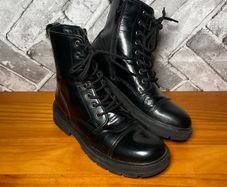 Clarks Girls Black Leather Biker-Style Ankle Boots UK4.5 EU37.5