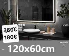 LED Bathroom Mirrors Speakers Demister Antifog Weather Station Clock Dual LED Sensor Touch