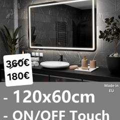 LED Bathroom Mirrors Speakers Demister Antifog Weather Station Clock Dual LED Sensor Touch