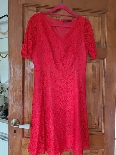 Ladies Red lacy Dress M & S Size 12