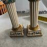 Vintage Pair of candlesticks shabby chic, resin pillar with roses Image 7