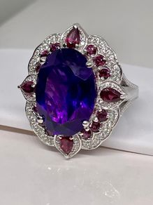 Sterling silver 925 ring with Amethyst and Rhodolite Garnet
