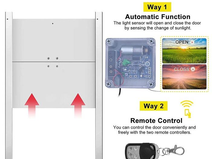 EU Stock Upgraded Timing Control Chicken House Automatic Door Opener 110-220V Pets Dog Door Opener Power Failure Protection
