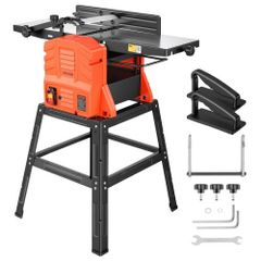 Benchtop Planer and Jointer Combo, 254 mm, 2.4 HP 8000 RPM Bench Top Wood Jointer with Stand, 2-Blade Straight Cutterhead, Cast Aluminum Table, 0-3 mm Adjustable Depth, for Woodworking DIY