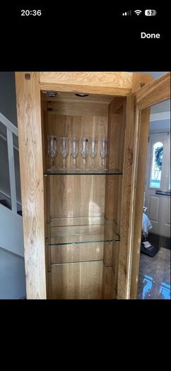 Solid oak glass cabnet
