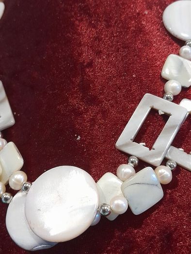 necklace double stranded statement necklace.Mother of Pearl