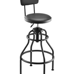 Shop Stool with Backrest 360 Swivel Adjustable Height Roller Creeper Seat