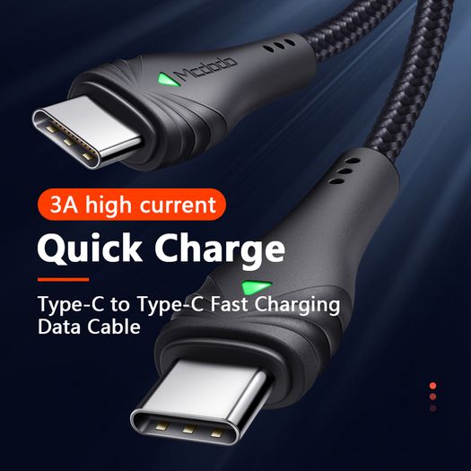 MCDODO 2M 60W/3A Laptop/Mobile/Tablet PD/QC 4.0 Fast Charger & Data Sync Type-C Male/Male Zinc Alloy & Nylon Braided Cable (Brand New/Warranty)
