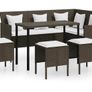 5 Piece L-shaped Couch Sofa Set with Cushions Poly Rattan Grey (FREE POSTAGE) Image 2