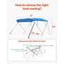 Waterproof & Sun Shade Boat Awning Canopy with Storage Bag, 2 Support Poles, 4 Straps, 96"Lx(73"-78")Wx54"H, Pacific Blue Image 5