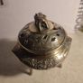 Vintage Tri Leg Incense Burner  Lidded Metal / Brass Chinese Marked   Old  Ceremonial/ Meditation  Clearing Energy/ Purification Ritual Image 4