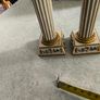 Vintage Pair of candlesticks shabby chic, resin pillar with roses Image 4