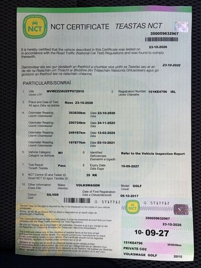2015 VW Golf 1.6tdi DSG Auto - New NCT - Belt Done