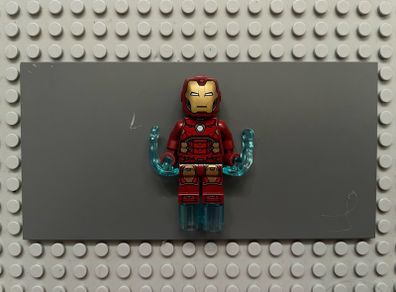 lego super heroes sh0649 Iron Man minifigure- Silver Hexagon on Chest, Foot Repulsors