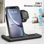 Wireless Charger, 3 in 1 Charging Station, 15W Qi Fast Foldable Magnetic Stand Dock for iPhone 15 14 13 12 11 Pro Max XS XR X 8 Plus, Apple Watch 9 8 7 6 5 4 3 2 SE, AirPods 3 2 Pro(With Adapter) Image 2