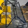 Alfrank metal and glazed dining table, black steel with safety glass tabletop Image 2