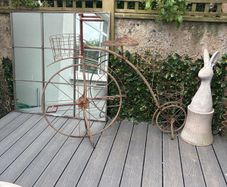 Very  large rust style planter penny farthing