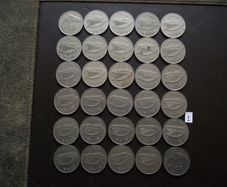 30 Irish Ten pence coins (1969-1980)
