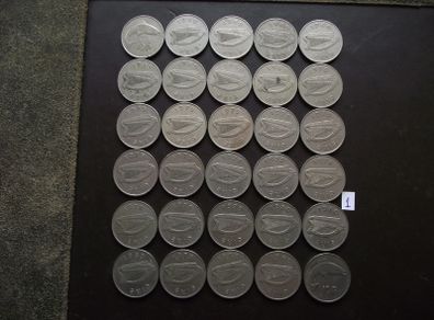 30 Irish Ten pence coins (1969-1980)