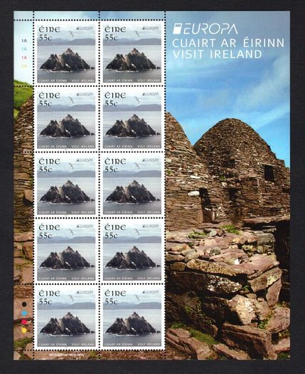 2012 Ireland Europa (Visit Ireland) Commemorative Stamps Sheetlet Plate 1A1A1A1A Mint Never Hinged (MNH)