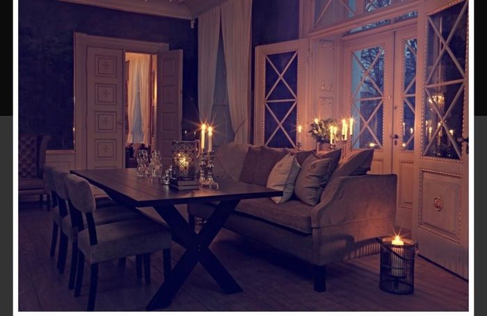 Cornelia Night Sofa Grey and dining table