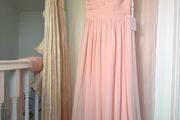 Blush Pink Sleeveless Lace Chiffon Evening Gown