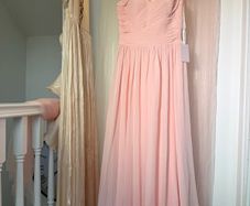 Blush Pink Sleeveless Lace Chiffon Evening Gown