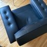 Pair of Black Leather Mid Century Armchairs Image 7