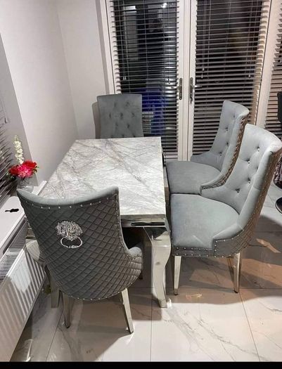 Marble Kitchen Dining Table With 6 Chairs