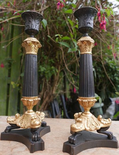 Pair of Ornate Vintage Metal Candlesticks