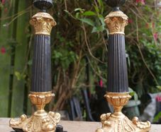 Pair of Ornate Vintage Metal Candlesticks
