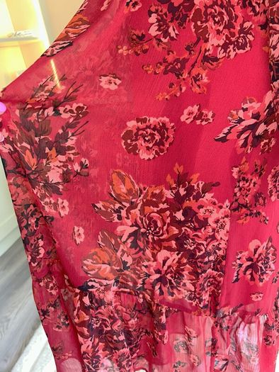 Ladies Red Floral Chiffon Dress with Slip from Primark