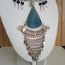 A Bold Tribal Style Statement Necklace  Blue Agate Pendant Image 2