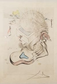 Salvador Dali Signed Etching, Les Tiroirs 1967.