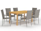 7 Piece Garden Dining Set Grey