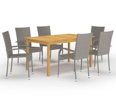 7 Piece Garden Dining Set Grey