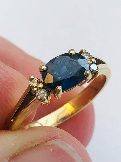 Vintage 14ct Yellow Gold Sapphire & Diamond Ring