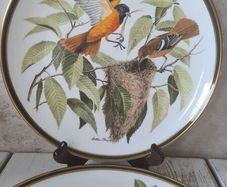 2 Decorative Plates "Songbirds of The World" Bohemian Waxwing And Baltimore Oriole