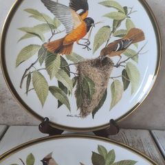 2 Decorative Plates "Songbirds of The World" Bohemian Waxwing And Baltimore Oriole