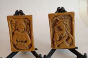 Vintage 1940s German Miniature Carved Wax Pictures x 2