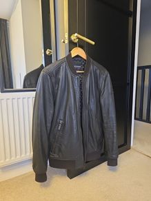 Superdry Mens Real Leather Bomber Jacket Size Large