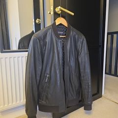 Superdry Mens Real Leather Bomber Jacket Size Large