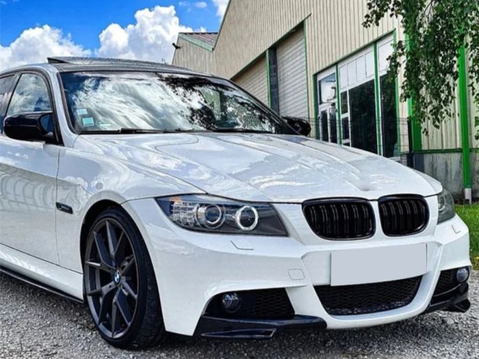 Bmw E90 E91 4dr Facelift Lci 08-11 Gloss Black Front Splitters, Spats , Spoiler Lips