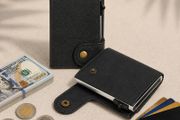 Premium Genuine Leather Smart Card Holder Wallet RFID Blocking Slim Wallet with Pop-Up Card Case