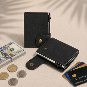 Luxury Slim Leather RFID Wallet Minimalist Card Holder Secure Front Pocket Wallet