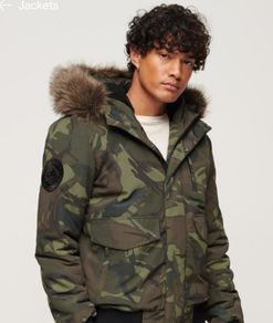 Hooded Everest Puffer Bomber Jacket - Colour: Army Camo